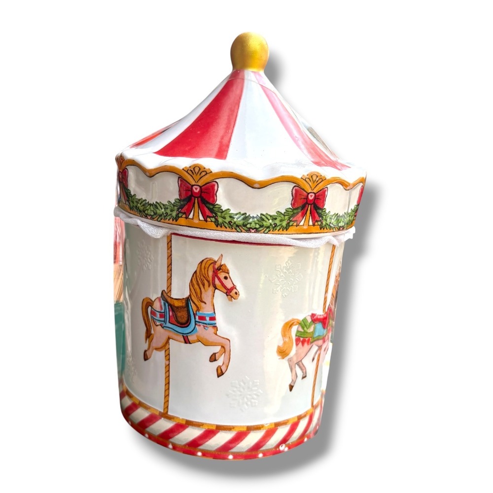 Global Design Connections Christmas Carousel Lidded Mug Ceramic Holiday Horse - Picture 3 of 5